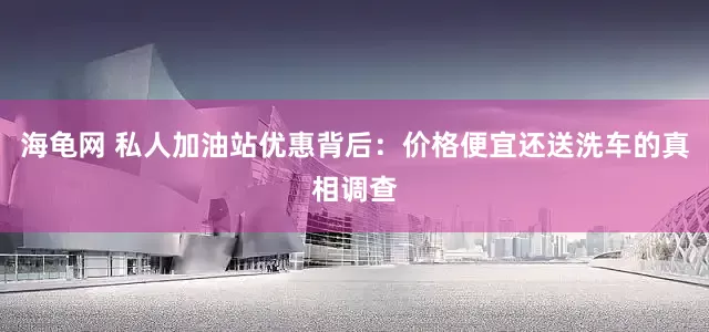 海龟网 私人加油站优惠背后：价格便宜还送洗车的真相调查